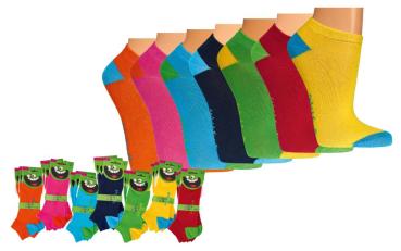 6 Paar TippTexx 24 Kinder Sneakersocken, Gute Laune Farben